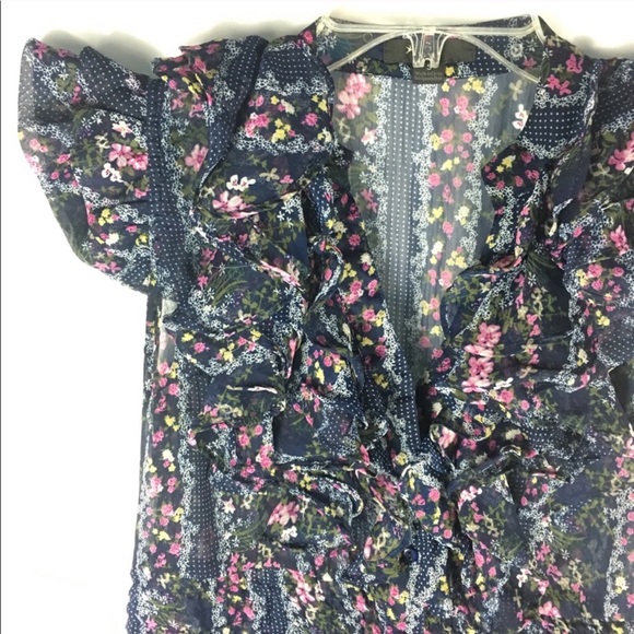 🛍 Forever 21 Blue Ruffle Floral Dress - Picture 4 of 5